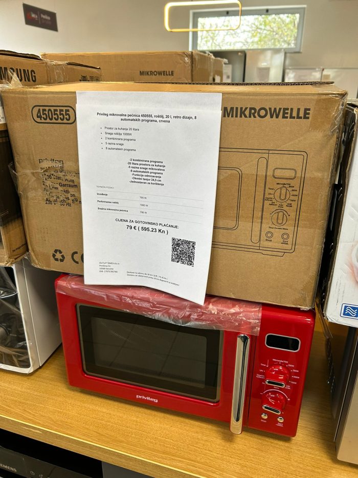 Privileg mikrovalna pećnica 450555, roštilj, 20 l, retro dizajn, 8 automatskih programa, crvena - Slika 6