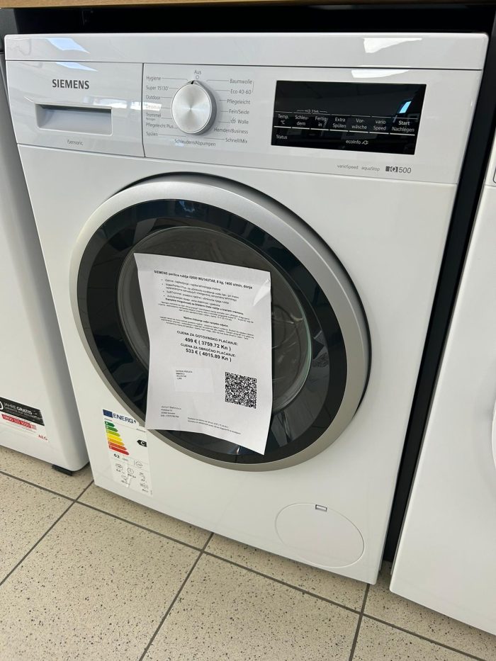 SIEMENS perilica rublja iQ500 WU14UTA8, 8 kg, 1400 o/min, može se ugraditi ispod pulta - Slika 5