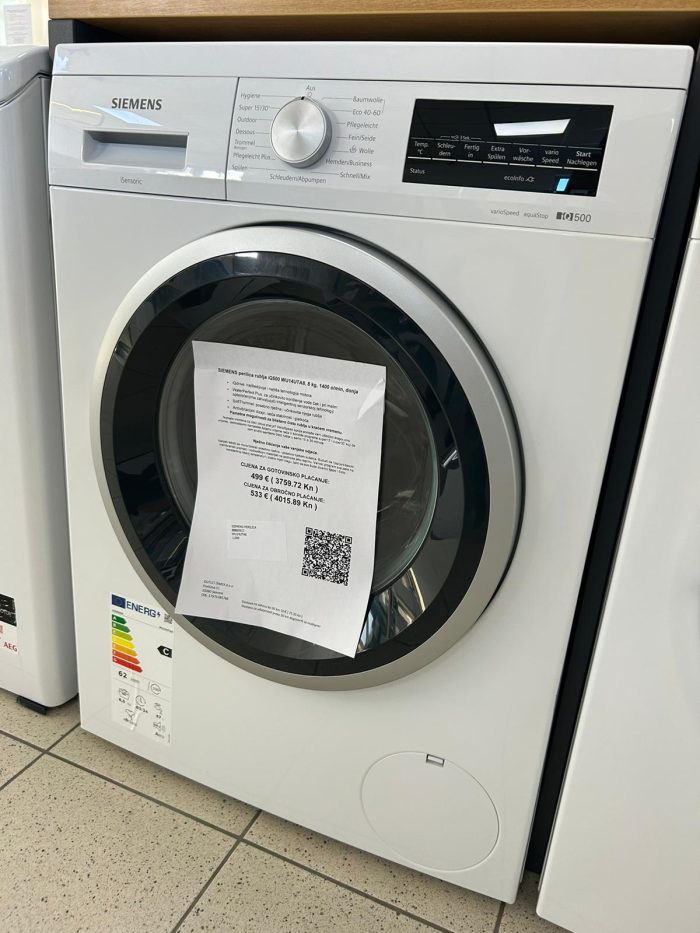 SIEMENS perilica rublja iQ500 WU14UTA8, 8 kg, 1400 o/min, može se ugraditi ispod pulta - Slika 6