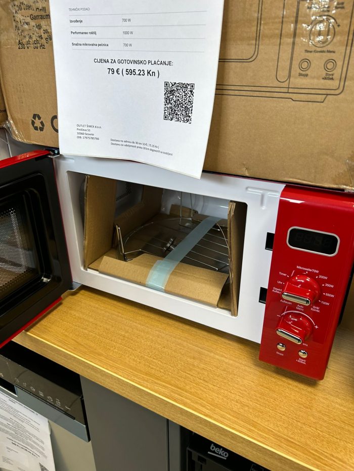 Privileg mikrovalna pećnica 450555, roštilj, 20 l, retro dizajn, 8 automatskih programa, crvena - Slika 9