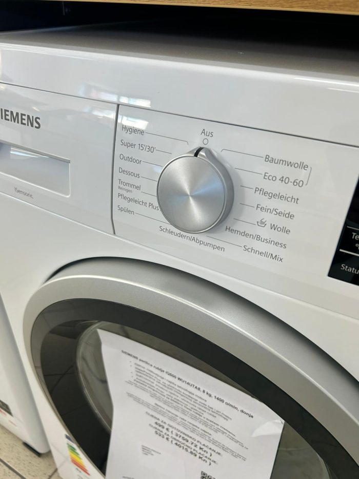 SIEMENS perilica rublja iQ500 WU14UTA8, 8 kg, 1400 o/min, može se ugraditi ispod pulta - Slika 9