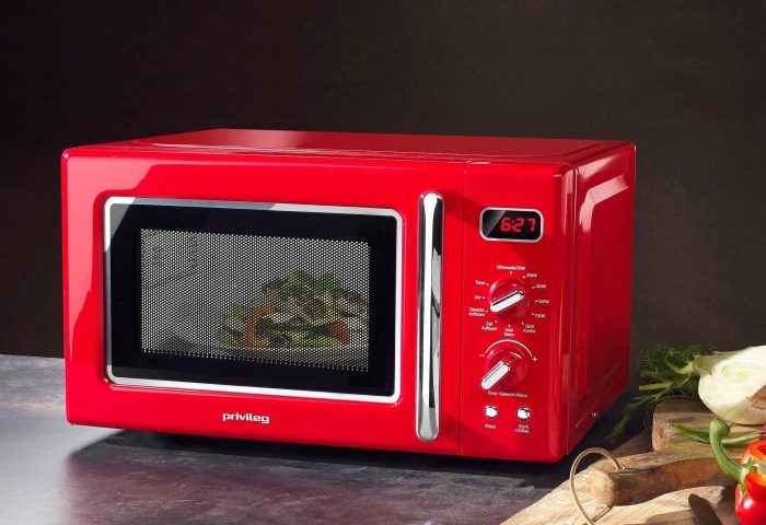 Privileg mikrovalna pećnica 450555, roštilj, 20 l, retro dizajn, 8 automatskih programa, crvena - Slika 4