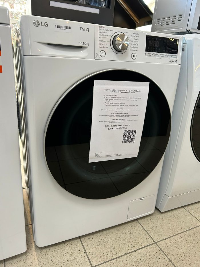 LG perilica-sušilica V7WD107H2E, 10,5 kg, 7 kg, 1400 o/min, TurboWash® - Pranje u samo 39 minuta - Slika 17