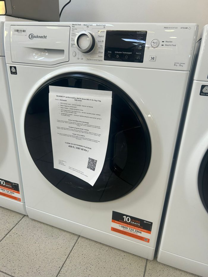 BAUKNECHT perilica-sušilica WATK Sense 86S 41 N, 8 kg, 6 kg, 1400 o/min - Slika 14