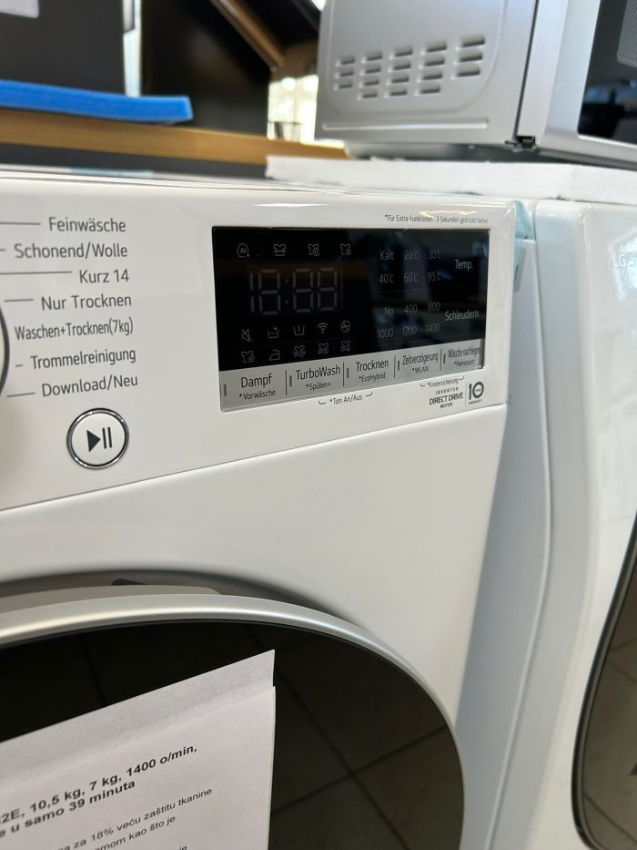 LG perilica-sušilica V7WD107H2E, 10,5 kg, 7 kg, 1400 o/min, TurboWash® - Pranje u samo 39 minuta - Slika 20