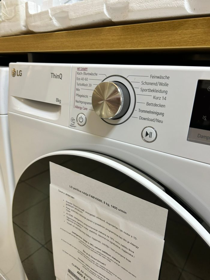 LG perilica rublja F4WV5080, 8 kg, 1400 o/min - Slika 14