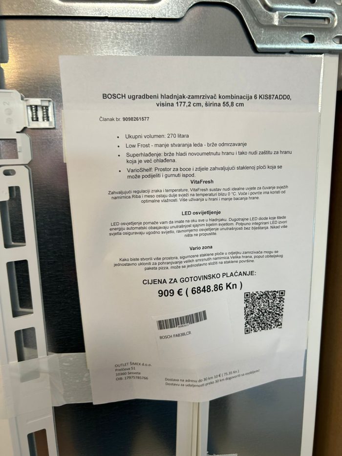 BOSCH ugradbeni hladnjak-zamrzivač kombinacija 6 KIS87ADD0, visina 177,2 cm, širina 55,8 cm - Slika 18