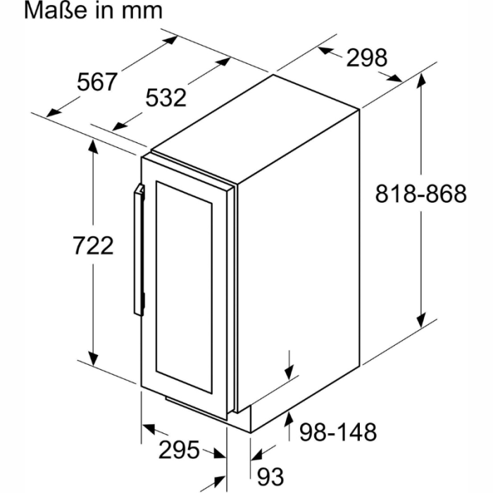 BOSCH hladnjak za vino KUW20VHF0, za 21 standardnu ​​bocu od 0,75l - Slika 4