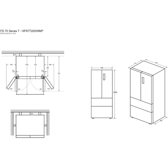 HAIER Francuska vrata HFR7720DWMP Visina 200,6 cm, širina 70 cm - Slika 5