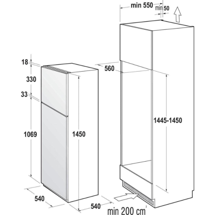 GORENJE Kombinacija ugradbenog hladnjaka i zamrzivača RFI4152P1 Visina 145 cm, širina 54 cm - Slika 3