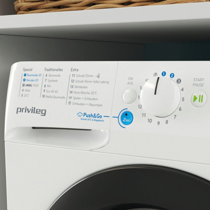 PRIVILEG Perilica rublja PWFV X 873 A 8 kg, 1400 o/min, programi na paru za pamuk i košulje - zaglađuje vlakna - Slika 10
