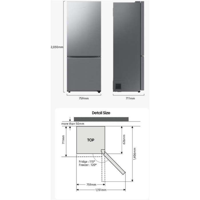 SAMSUNG kombinacija hladnjaka i zamrzivača RB53DG706AB1 , extra širok 75cm, NoFrost - Slika 8