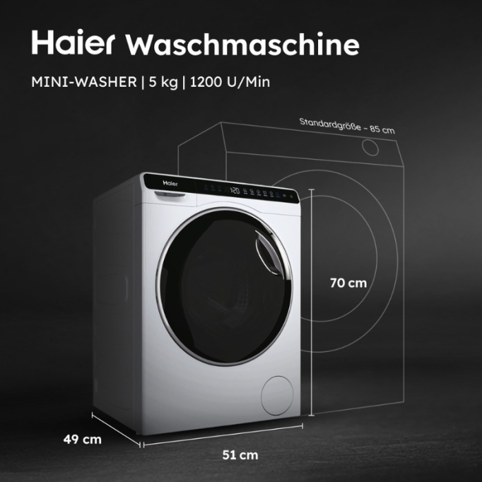 HAIER Perilica rublja MINI-WASHER HW50-BP12307 posebno kompaktne dimenzije (70 cm visine, 51 cm širine) - Slika 10
