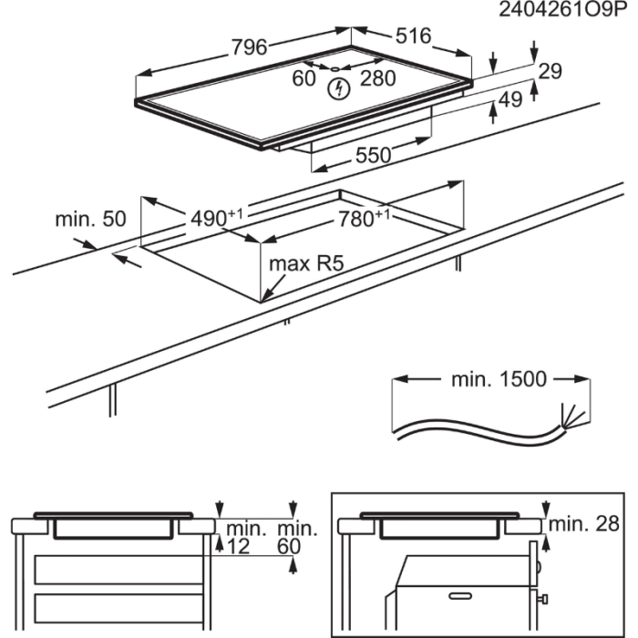 AEG Indukcijska ploča za kuhanje serije 6000 TK85IM0FRB PowerBoost, 5 zona za kuhanje, Hob²Hood, Doublebridge, Proizvedeno u Njemačkoj - Slika 4