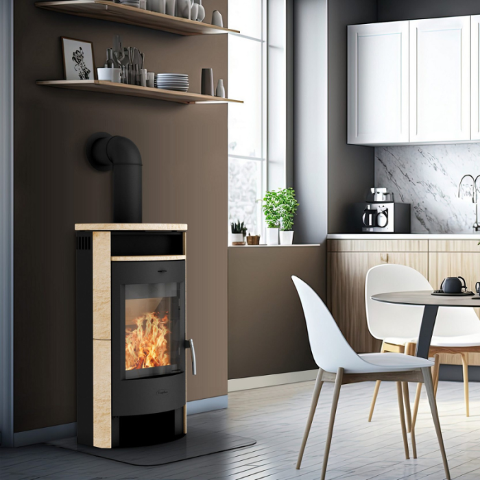 KAMIN Ekskluzivna peć na drva Heathus MAIA od pješčanika 6 kW, povremeno gorenje, mjesto ugradnje u vašem domu, odjeljak za čaj i drva - Slika 9