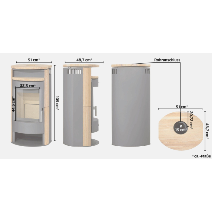 KAMIN Ekskluzivna peć na drva Heathus MAIA od pješčanika 6 kW, povremeno gorenje, mjesto ugradnje u vašem domu, odjeljak za čaj i drva - Slika 6
