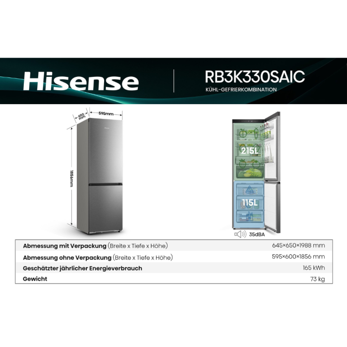 HISENSE RB3K330SAIC hladnjak/zamrzivač Potpuno bez zamrzavanja - Slika 9