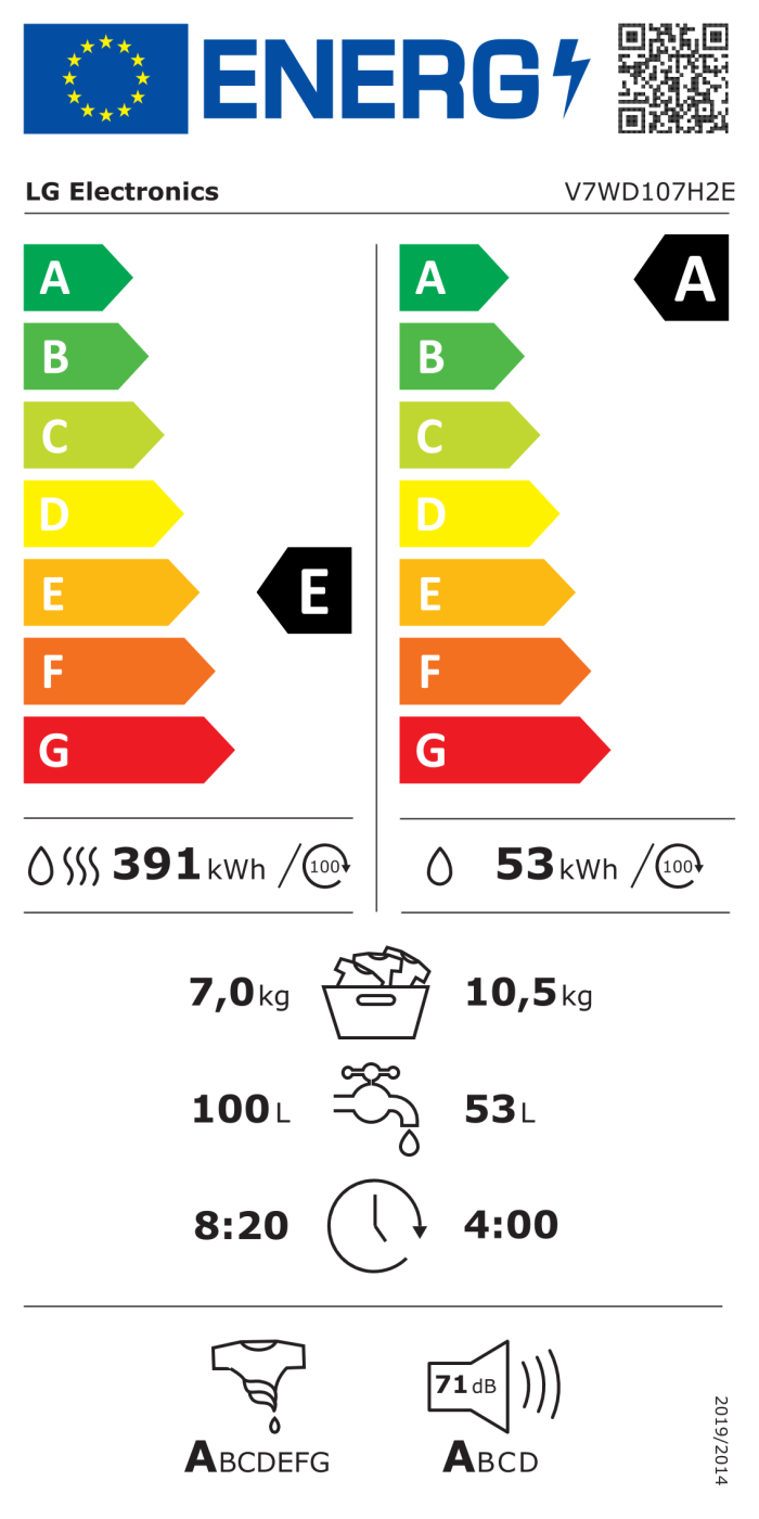 LG Perilica-sušilica rublja V7WD107H2E TurboWash® - Pere za samo 39 minuta - Slika 15