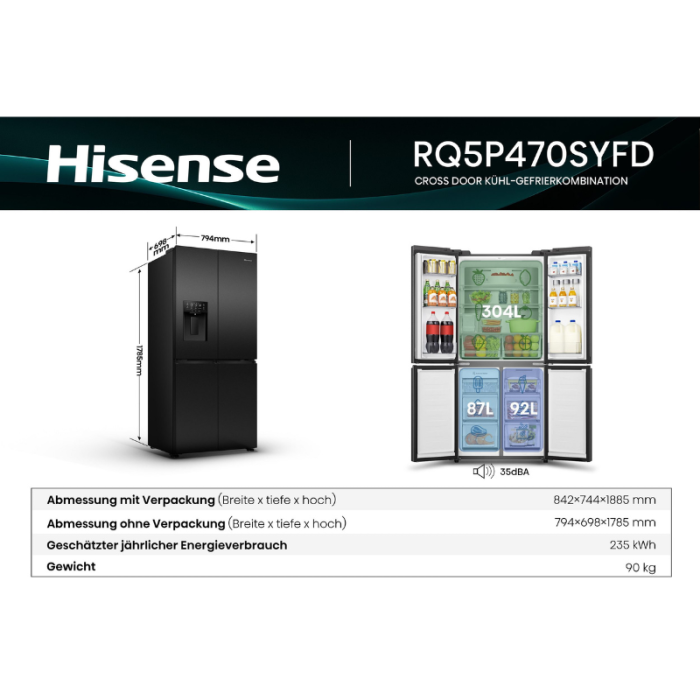 HISENSE Multi door RQ5P470SYFD Dozator vode/leda - Slika 5