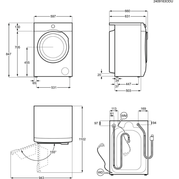 AEG Perilica-sušilica rublja 7000 ProSteam® LWR7E706 - Slika 7