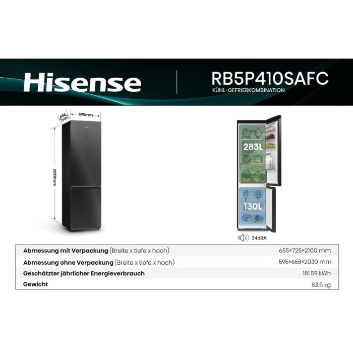 HISENSE RB5P410SAFC hladnjak/zamrzivač BigVolume - volumen od 413 litara - Slika 18