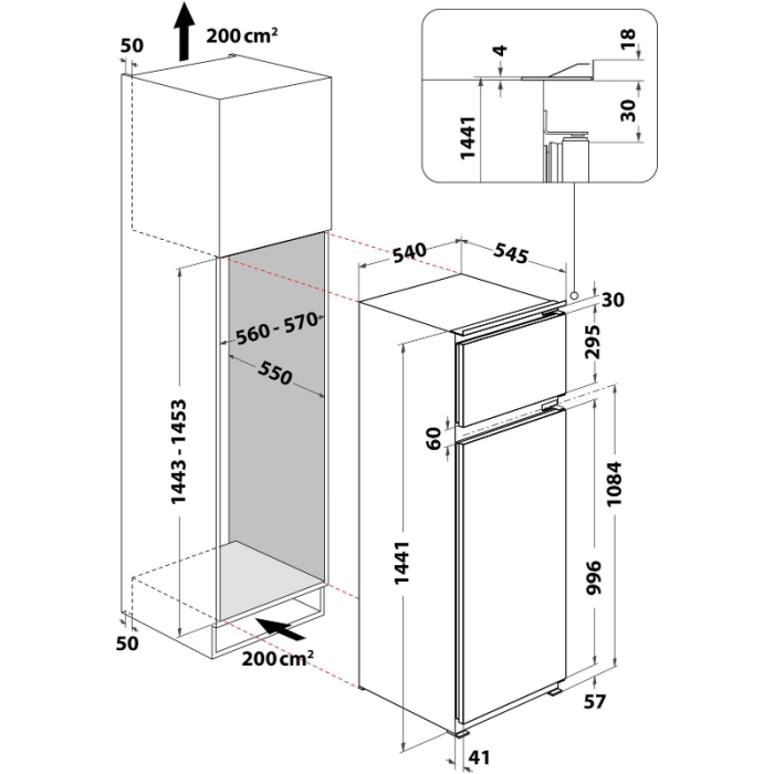 BAUKNECHT Ugradbeni hladnjak-zamrzivač KDI 14S2, 144,1 cm - Slika 9